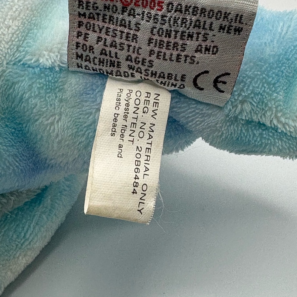 2006 Ty Pluffies Tromps Triceratops Dinosaur Plush Stuffed Toy Tye Dye Blue 12” - Picture 11 of 15